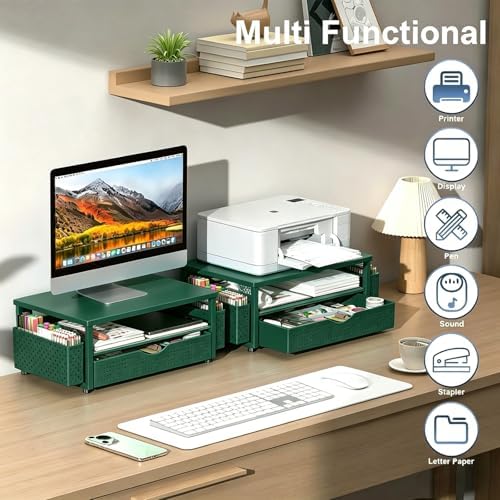 Spacrea Desk Organizers and Accessories, Printer Stand with Storage, Green - Image 6