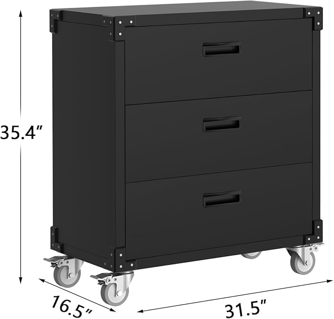 3 Drawer Rolling Tool Cabinet Heavy Duty Garage Storage On Wheels Mobile Metal - Image 2
