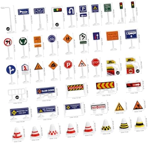 56Pcs Street Road Traffic Signs Playset, Mini Electric Signal Light Toy - Image 2