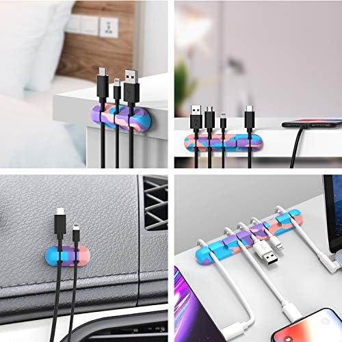 INCHOR Cable Organizer, Cord Organizer Cable Management, Cable Clips USB Cable Holder Wire Organizer Cord Clips,(5, 3 Slots Colourful) - Image 7