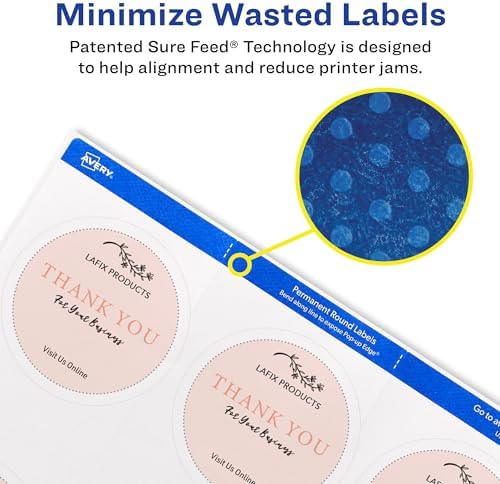 Avery Printable Blank Round Labels, 2.5" Diameter, Matte White, 225 Customizable Labels (22562) - Image 3