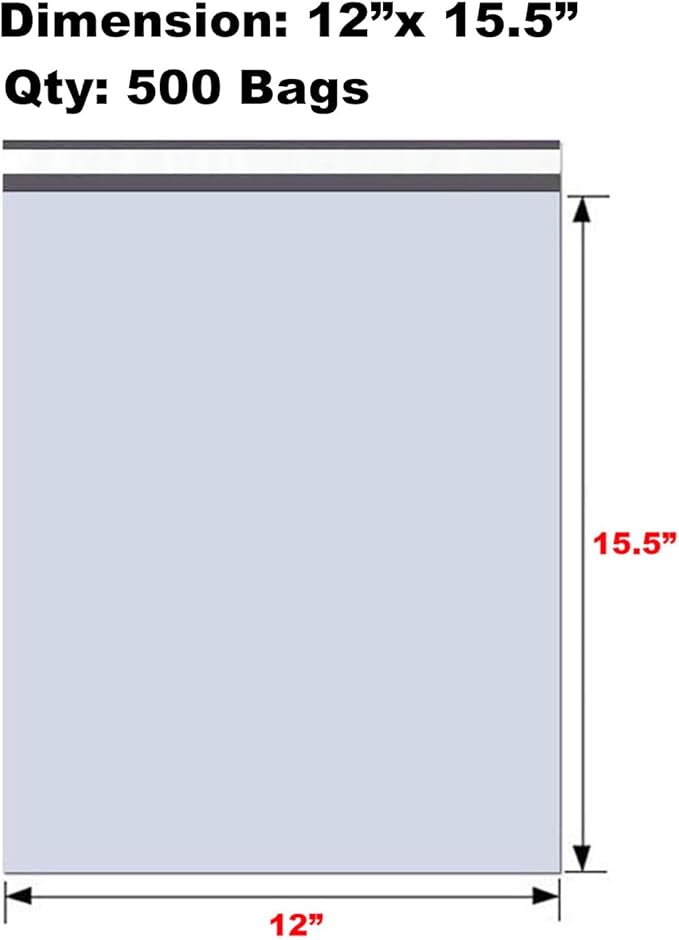 iMBAPrice 500 - 12 x 15.5 Premium Matte Finish White Poly Mailers Envelopes Bags - Image 2