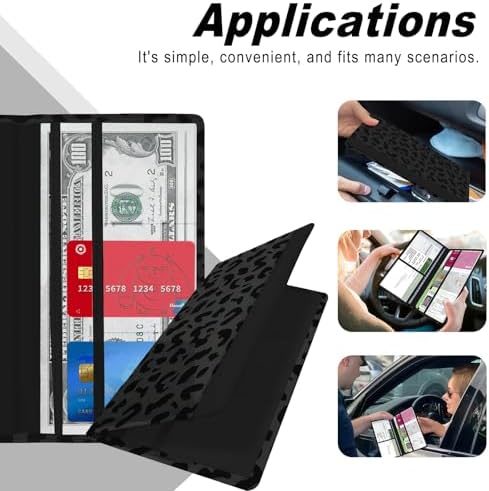 Car Registration and Insurance Card Holder PU Leather, Durable Car Document Holder Clear Window for License Documents, Interior Vehicle Organizer for Women Men (Leopard) - Image 6