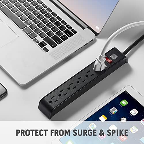 Power Strip Surge Protector, 4 Feet Extension Cord, 600 Joules Surge Protection, Multiple Protection 6 Outlet Strip, ETL Listed, 2 Packs - Image 3