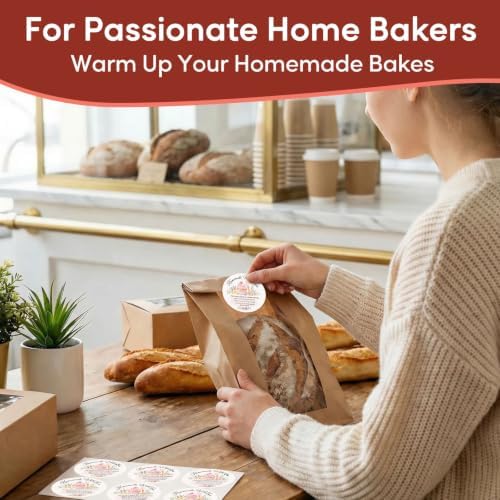 120PCS 2 Inch Homemade with Love Stickers Round Baking Labels for Cookies Cupcakes Dessert Table Treat Bags Gift Wrapping Birthday Party Candy Bags Homemade Packaging Small Business (Homemade Pink) - Image 4