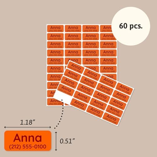TeddyLabels - Clothing Labels for Nursing Home (60) – Self-Adhesive Name Tags for Clothes and Personal Items. Personalized Labels for Daycare, Nursing Homes, and Laundry Use - Orange - Image 6