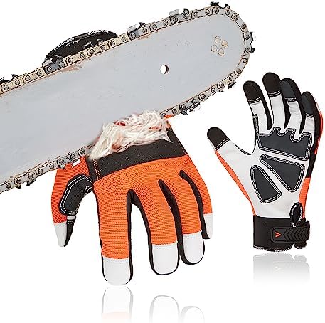 Vgo... Leather Chainsaw Gloves,left-hand Saw Protection(GA9767CS/GA8912) by Vgo