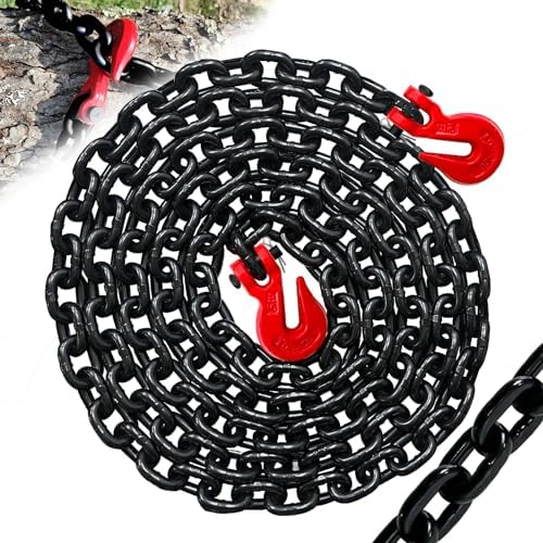 5/16" Chain, 10 Foot G80 Tow Chain with 4900 Lbs Safety Load, Trailer Safety Chains with G70 Clevis Grab Hooks (EP Black) by SENKEYFE