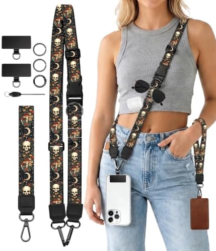 Gothic Skull Moon Phone Lanyard Crossbody Wrist Neck Strap Women by Sukyerios