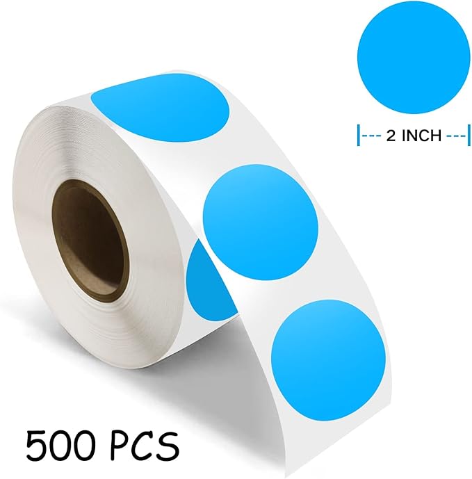 500 PCS Dot Sticker Tape 2" Inch Round Color Coding Labels Removable Writable - Image 7