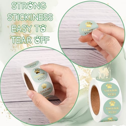 500 Pcs Thank You Dog Stickers Dog Paw Print Thank You Stickers for Shipping Mailers, Bags, Boxes, Tags, Greeting Cards, Present for Sealing and Decoration(Green) - Image 3