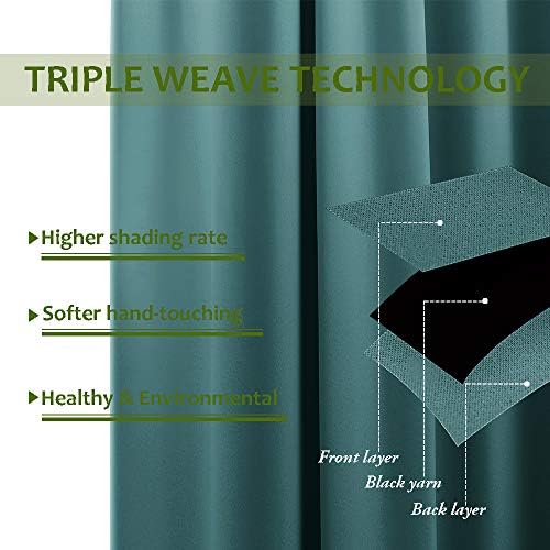 NICETOWN Wall Dividers for Rooms, Room Divider Curtain Screen Partitions, Vertical Blind for Sling Door, Blackout Window Curtains Privacy for Patio (Sea Teal, Single Panel, 9ft Tall x 8.3ft Wide) - Image 3