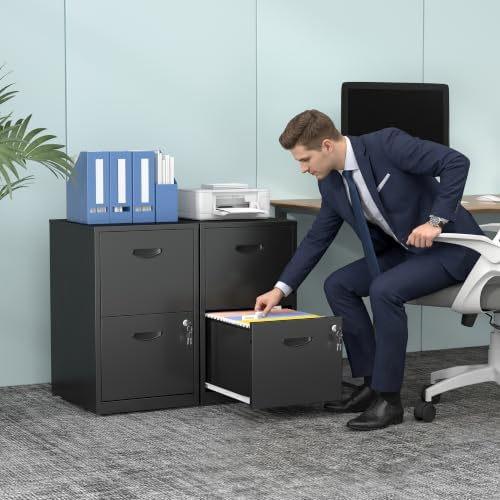 Polup 2 Drawer File Cabinet with Lock, Metal Filing Cabinet for Home Office - Image 2