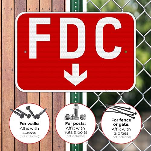 FDC Down Arrow Sign, Red Background, - Image 4