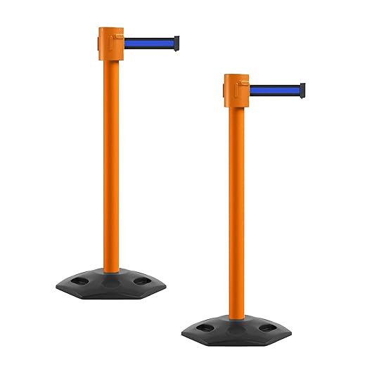 Montour Line MSR760 Set of 2 Retractable Belt Barrier Stanchion, Rubber Base by Montour+Line
