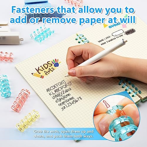Mini 5-Hole Binding Machine - IMLIKE 5 Holes Binding Machine with 16 Loose-Leaf Binding Strips - Easy to Add or Remove Papers, 4 Sheets Capacity (A4/30 Holes, B5/26 Holes, A5/20 Holes) - Blue - Image 4