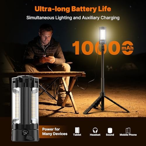 OGERY Camping Lights with Stand & Remote, 10000mAh Rechargeable Work Light - Image 2