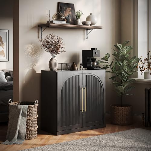 BELLEZE Jagger Sideboard Buffet Cabinet - Ebony by BELLEZE
