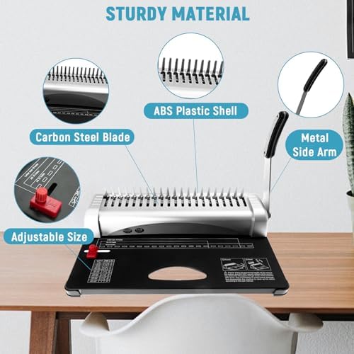 Spiral Comb Binding Machine 21-Hole, 450 Sheet Punch Binder - Image 3
