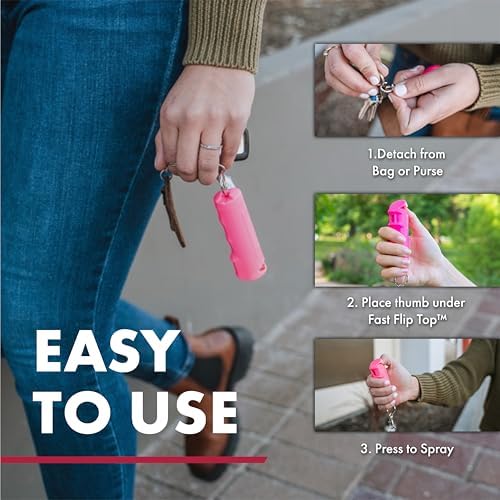 SABRE Pepper Spray & 2‑in‑1 Stun Gun with Flashlight Self Defense Kit – Fast Flip Top 10‑Second Safety Spray with Finger Grip & Keychain – Rechargeable Stun Gun, 1.60 µC Charge, 120‑Lumen LED Light - Image 5