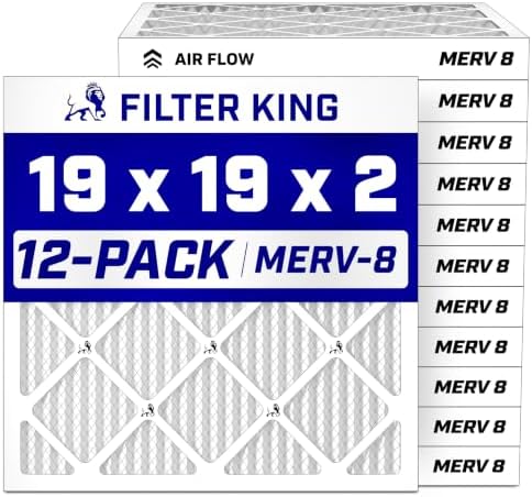 Filter King 19x19x2 Air Filter MERV 8, AC Furnace Filters (12-Pack) by FilterKing