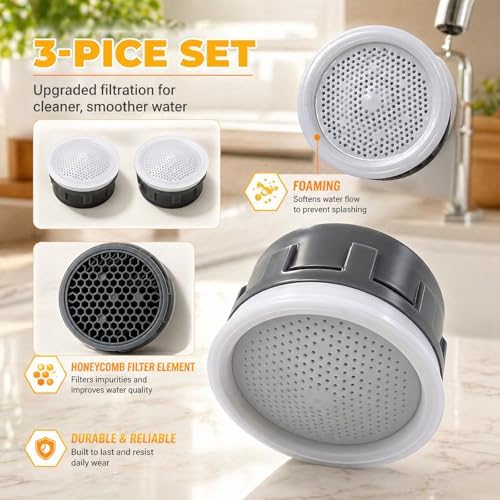 216721 Water Faucet Aerator for Moen Bathroom Kitchen Sink Inserts Replacement Parts 1.0 GPM Bathroom & Kitchen Sink Insert Replacement Parts, 3 Pack - Image 4