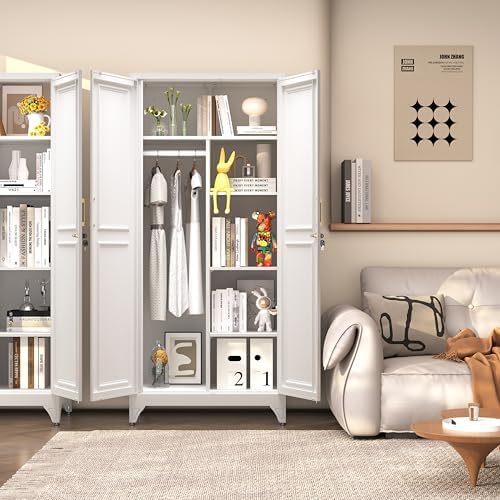 SteeLoong Armoire Wardrobe Closet,71" H Wardrobe Cabinet with Hanging Rod - Image 6