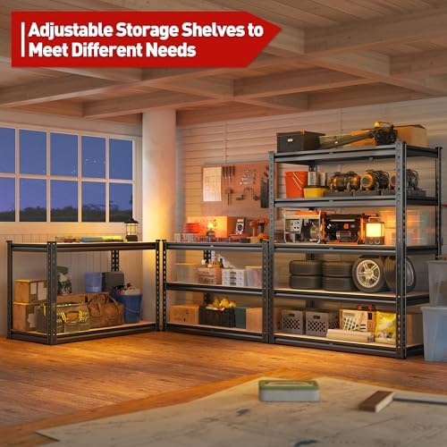REIBII 2000LBS Garage Shelving Heavy Duty 72''H Storage Shelves 5 Tier Heavy Duty Shelving, Adjustable Metal Shelves for Garage Pantry Closet Kitchen Basement 35.5" W x72 H x 15.8" D, 4 Pack - Image 6
