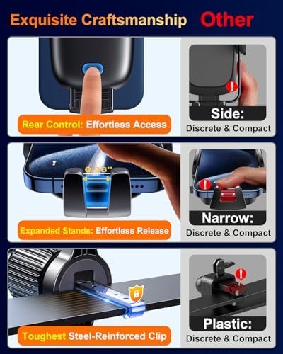 Qifutan Dash Mounted Phone Holders for Your Car Dash Phone Mount for Car Dashboard Air Vent Multi-Mount 3 in 1 Vehicle Windshield Holder Compatible Multi-Device Clip Desk Mount - Image 6