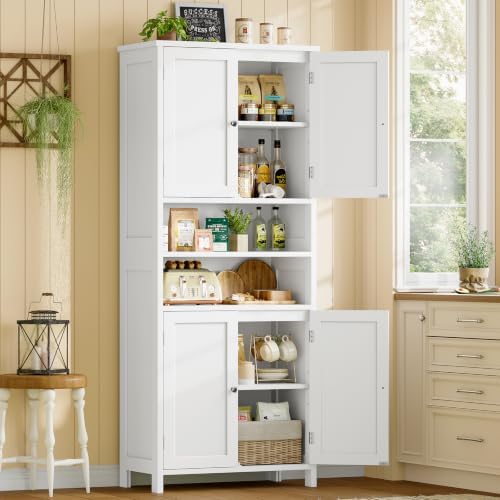 TEENFON 66.9" H Tall Bathroom Storage Cabinet with 4 Doors & 2 Open Shelves - Image 5
