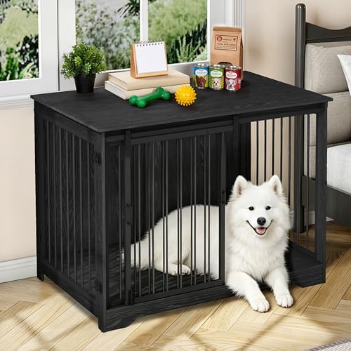 Hzuaneri 46.9" XXL Dog Crate Furniture Indoor Dog Kennel with Barn Door by Hzuaneri
