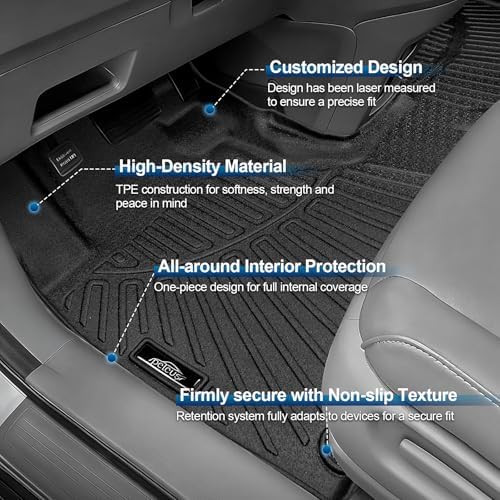 PELEUS Floor Mats for Honda CRV 2007-2011, Custom Fit All Weather Car Mats, Heavy Duty TPE Car Floor Mats 1st & 2nd Row Odorless Floor Liners Automotive SUV Accessories, No Curling No Creases, Black - Image 2