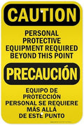 Caution Personal Protective Equipment Required Beyond This Point Bilingual Osha Sign, 12x18 Inches, 3M EGP Reflective .063 Aluminum, Fade Resistant, Made in USA by My Sign Center by MySignCenter