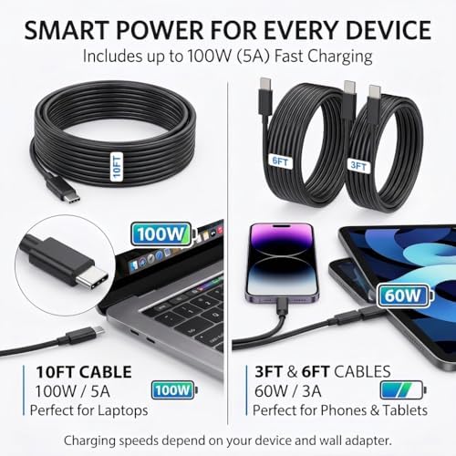 3-Pack USB C to USB C Fast Charging Cable for Samsung Charger Cord - Image 2