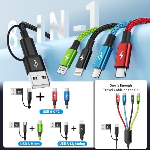 4 in 2 Multi Charging Cable, 2 Pack 5FT Dual Input Charging Cords - Image 4