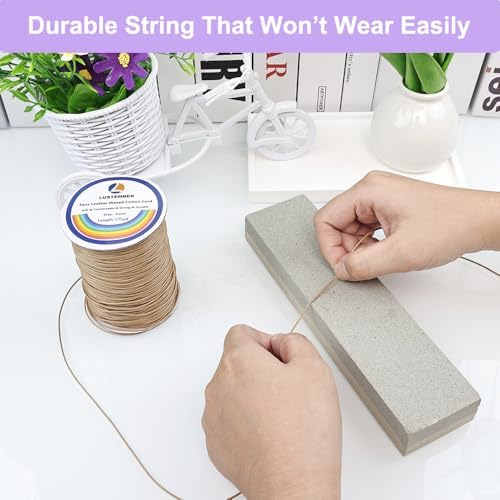 LUSTEMBER 1mm Faux Leather Waxed Cotton Cord, 175 Yards – Durable Necklace String, Soft and Textured Cord for Necklaces, Bracelets, and Jewelry Making - Image 4