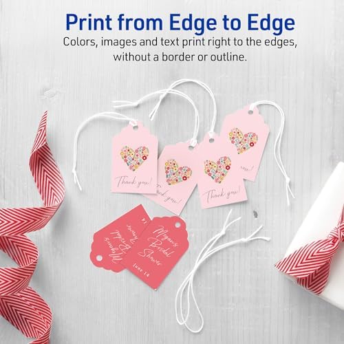 Avery® Scalloped Printable Tags, Sure Feed® Technology, 2" x 1.25", White, Includes String, Laser/Inkjet Printable, 180 Total, Great for Branding, Gifts, Merchandising, and More (22848) - Image 4