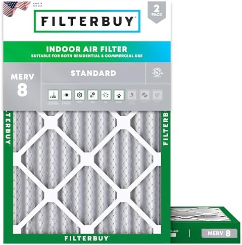 Filterbuy 18x25x2 Air Filter MERV 8 Dust & Allergy Defense (2-Pack) by Filterbuy