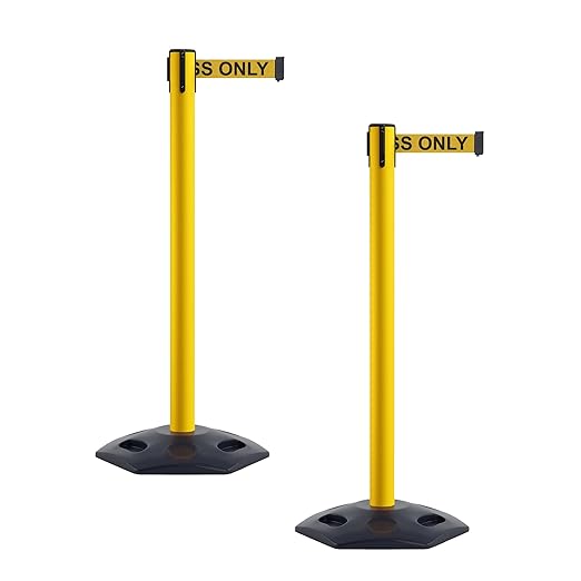 CCW Series WBB-200 Set of 2 Outdoor Safety Rubber Base Stanchion Retractable by Crowd+Control+Warehouse