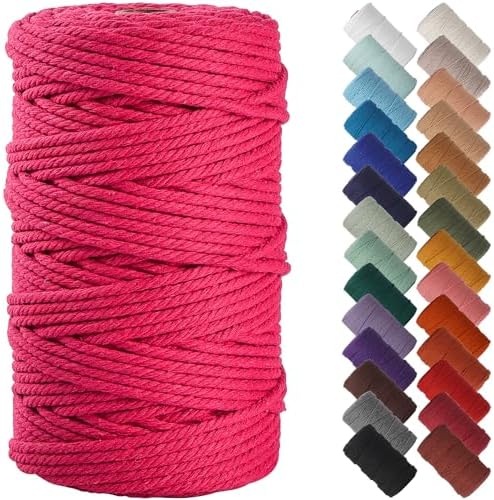 NOANTA Hot Pink Macrame Cord 4mm x 109yards, Cotton Rope Macrame Yarn by NOANTA