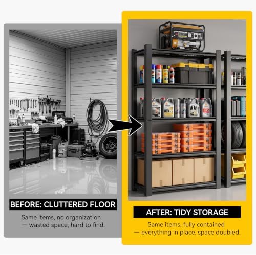 SAWJEC Garage Shelving Unit, 63" Compact 5-Tier Metal Storage Rack - Image 5