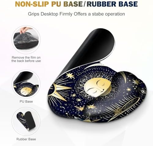 Gaming Mouse Pad, Large Desk Mat, Cute Desk Pad Protector, 4in1 XXL Mousepad + Keyboard Wrist Rest+Mouse Wrist Rest+Coaster Set with Ergonomic Desk Pad for Home Office PC Computer, Stars and Moon - Image 6