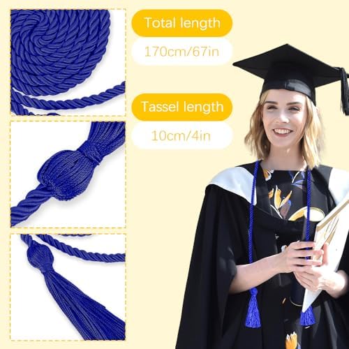 Cords for Graduation Honors Cords for Graduation 2026 Royal Blue Honor Cords Graduation Accessories Graduation Ropes 67" Long Braided Cords for 2026 Graduation Decorations Bachelor Gown - Image 2