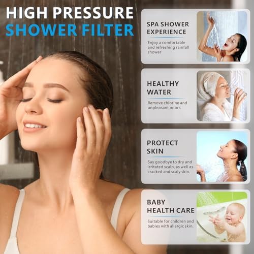 Voolan Filtered Shower Head - 20 Stage Luxury Rain Shower Filter For Hard Water for Remove Chlorine and Harmful Substances - 6" Square High Pressure Rainfall Showerhead (Chrome) - Image 2