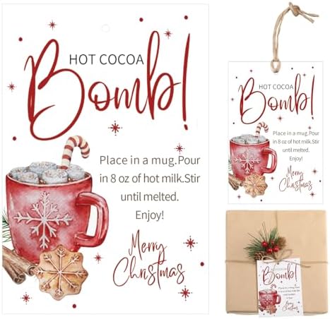 Gersoniel 200 Pcs Christmas Snowflake Hot Cocoa Bomb Instruction Tags by Gersoniel