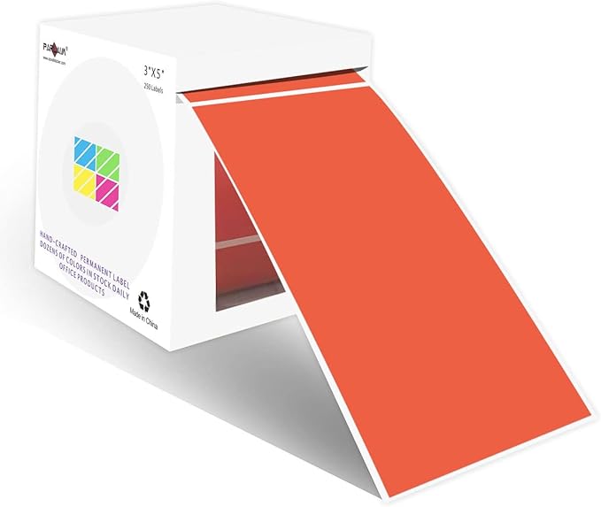 PARLAIM 3" x 5" Rectangle Adhesive Color Code Stickers, 250 per Dispenser Box by PARLAIM