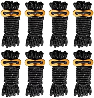 Smithok 8 Pack 4mm Guy Lines Ultralight Tent Cords with Aluminum Adjuster Tensioner Outdoor Camping Guylines Ropes for Tent Tarp,Camping,Hiking Backpacking (Black) by Smithok