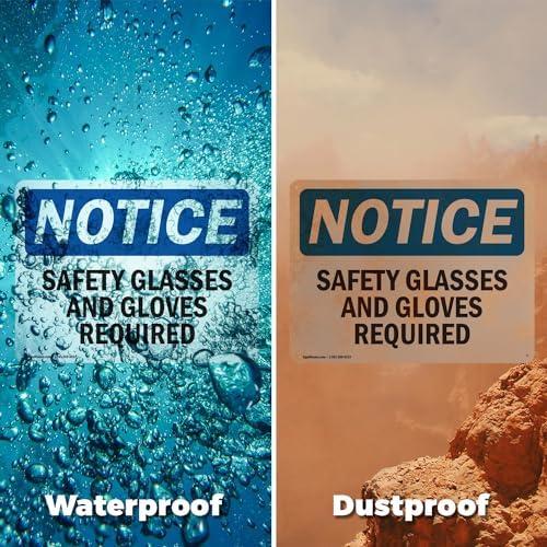 (2 Pack) Safety Glasses And Gloves Required OSHA Notice Sign 7 Inch X 5 Inch Vinyl Label Decal Sticker Weather Resistant, UV Protected for Workplace, Business, and Construction Site, Made in the USA - Image 5