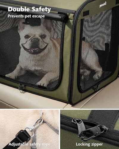 Dog Car Carrier Light Weight 24×17.7×20.5in, Foldable Dog Carrier, Green - Image 4