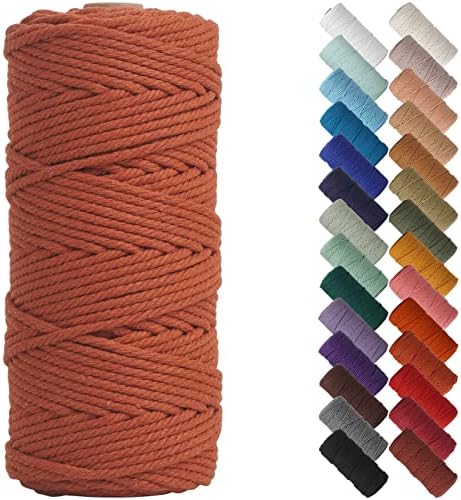 NOANTA Reddish Brown Macrame Cord 3mm x 109yards, Cotton Rope Macrame Yarn by NOANTA